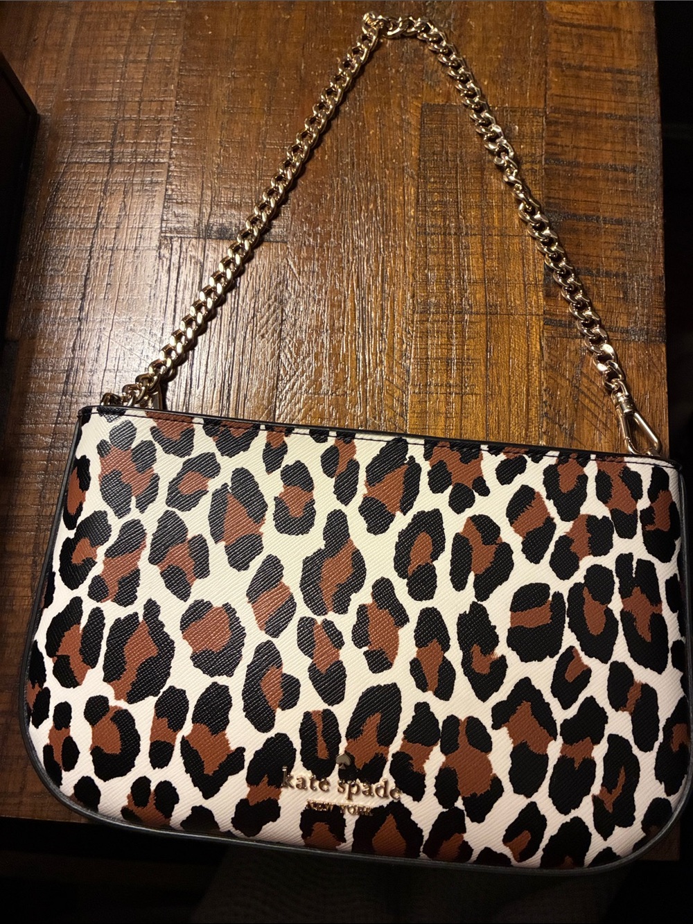 kate spade Leopard-Print Chain hand Bag - Brown/Black/Cream